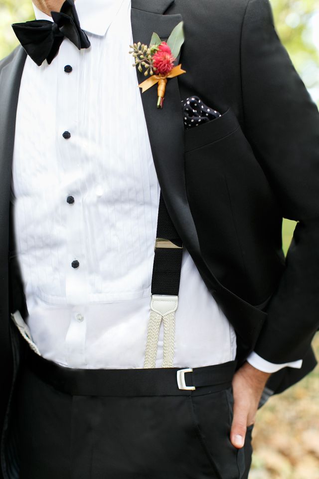 formal attire with suspender