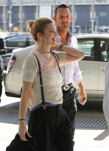 Drew Barrymore in Suspenders