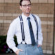 Blue and White Striped Suspenders